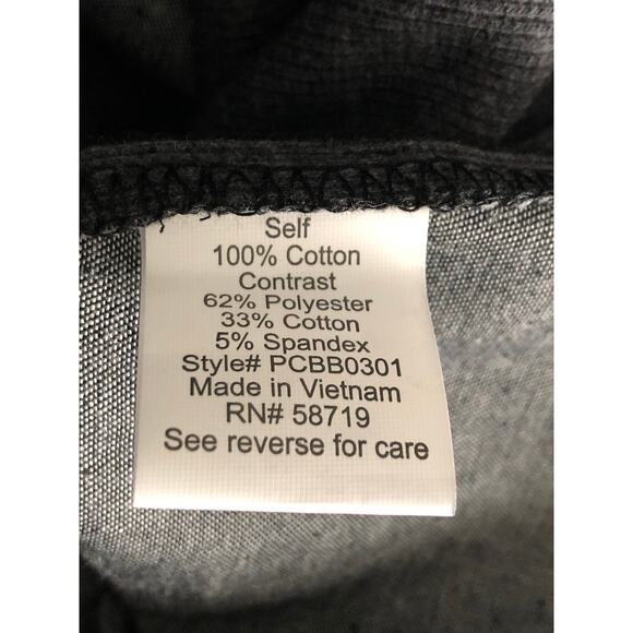 NY Collection Petite Women's PM Chambray Knit Panel Button Down Top Charcoal NEW - Picture 6 of 7